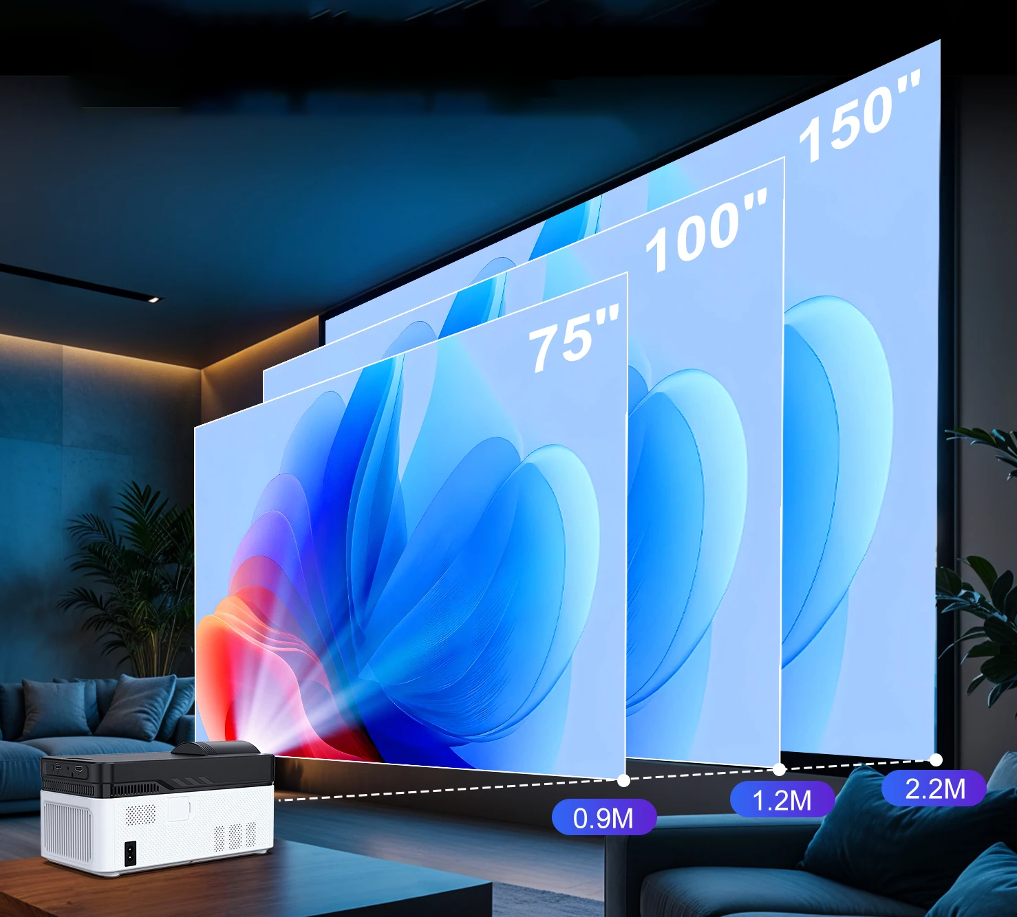 Projetor MAGCUBIC HY450 - 900 ANSI, Curta Distância, Full HD, Suporte 8K, Android 11, Foco Eletrónico, Wi-Fi e Bluetooth Projetor MAGCUBIC HY450 - 900 ANSI, Curta Distância, Full HD, Suporte 8K, Android 11, Foco Eletrónico, Wi-Fi e Bluetooth