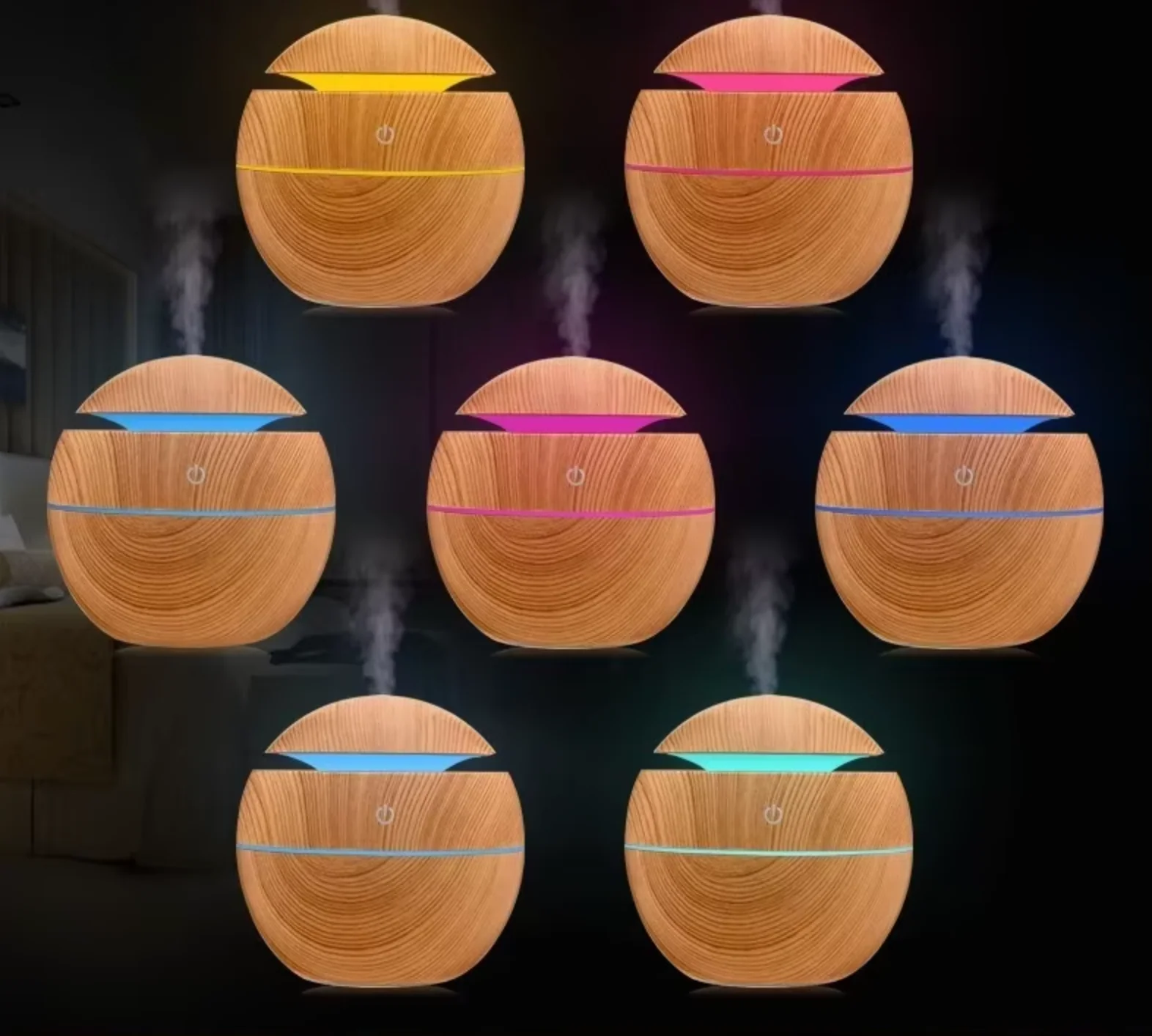 Humidificador e Difusor de Aromas - em Madeira para Casa, USB