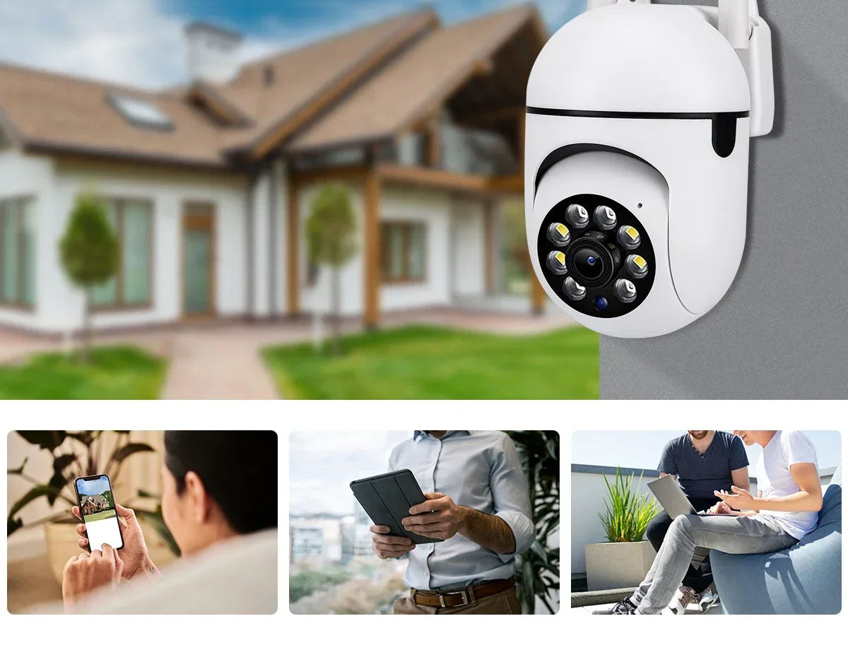 Câmara de Vigilância Exterior 8MP WiFi - Visão Noturna, Deteção de Movimento e Áudio