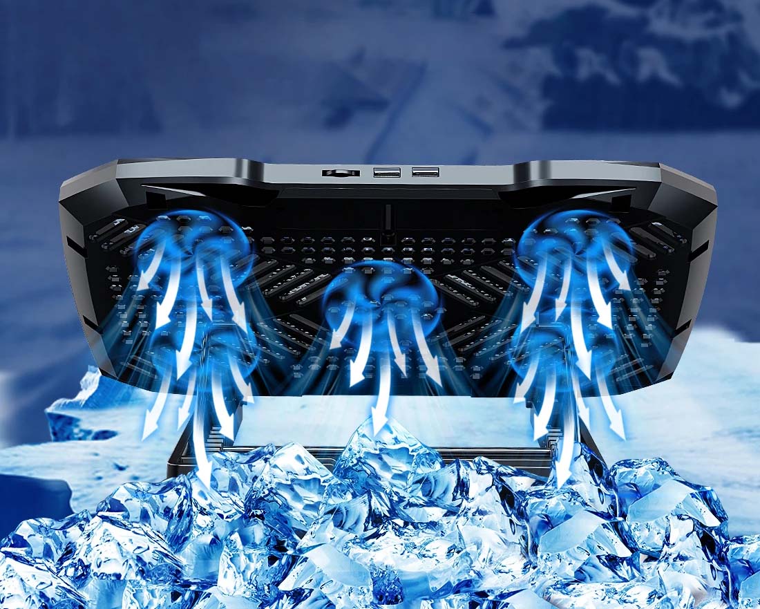 Cooling Pad para Portáteis - Ventoinhas Silenciosas, Altura Ajustável