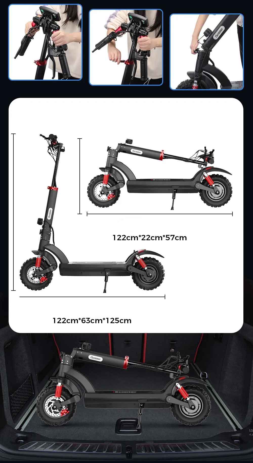 Trotinetes IX6 e IX4 elétricas - Potências de 800W/1000W, Pneus Off-Road, Velocidade Máxima de 45 km/h, Alcance Até 45 km