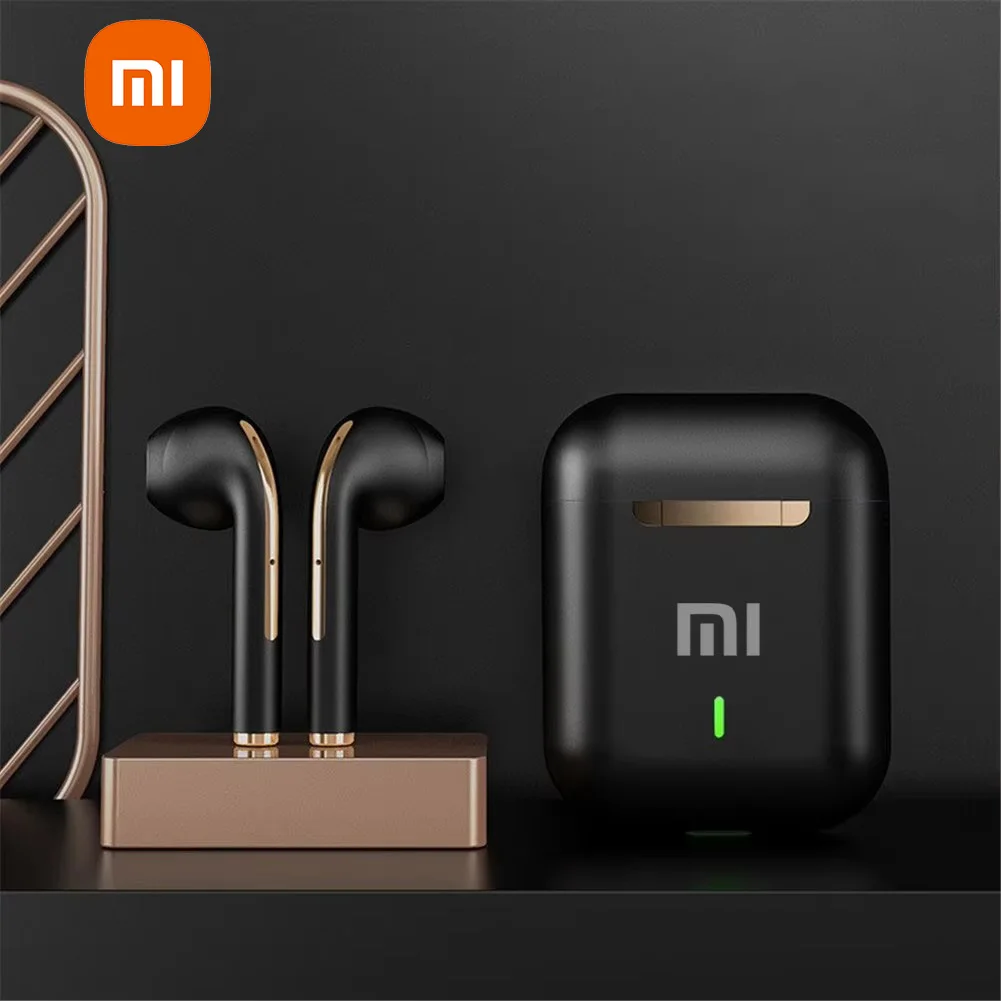 Auriculares XIAOMI J18 cor preta com luz LED verde e fundo com padrão