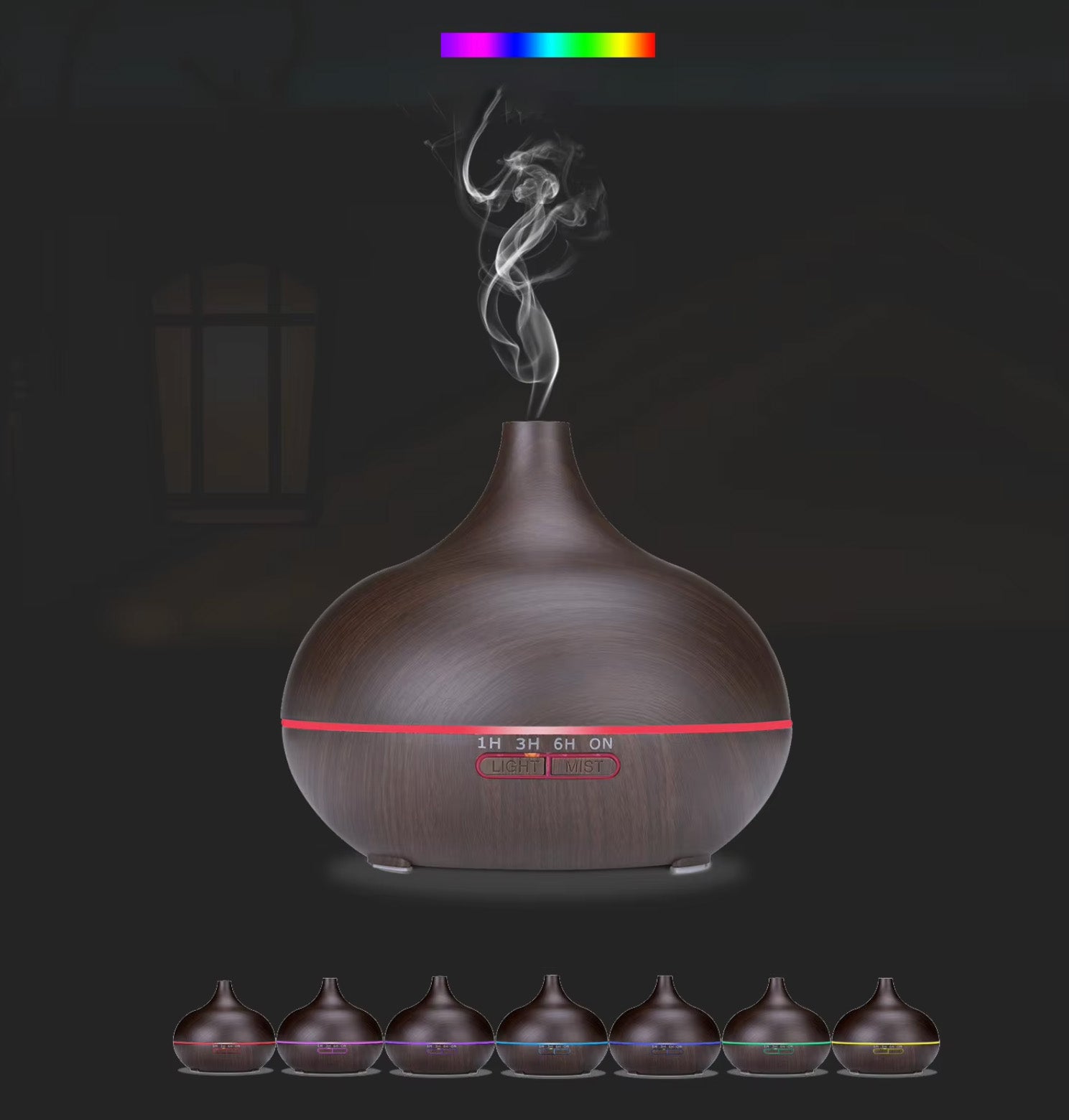 Humidificador e Difusor de Óleos Essenciais – 500ML com Comando