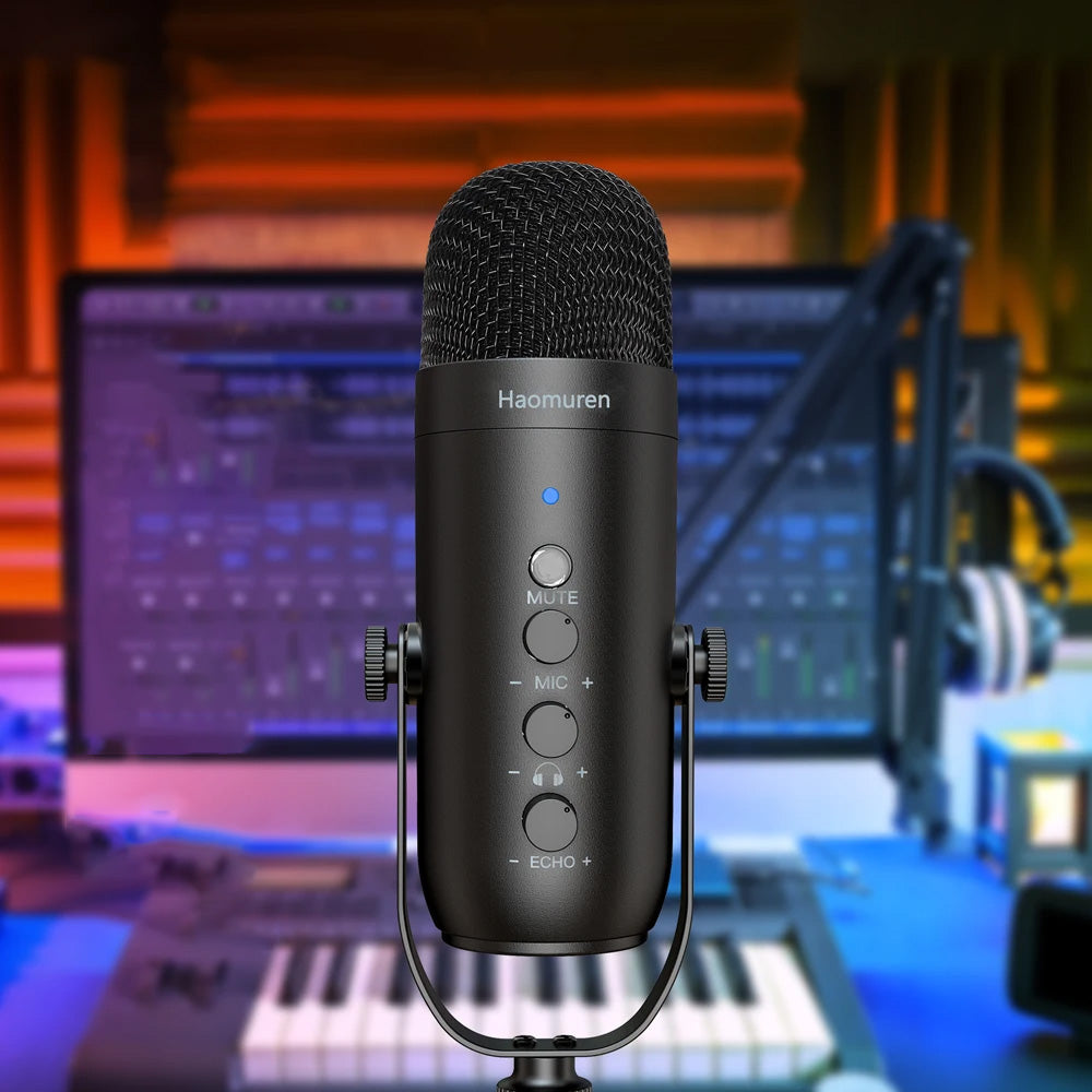 HAOMUREN - Microfone USB para Streaming, Gaming e Podcast, com Braço Ajustável