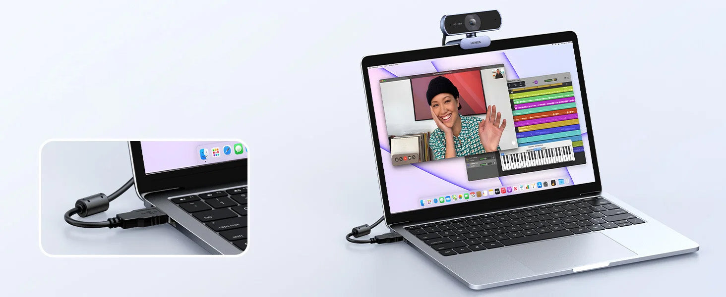 Webcam UGREEN 1080P - Para Streaming, Gaming e Videochamadas, HD