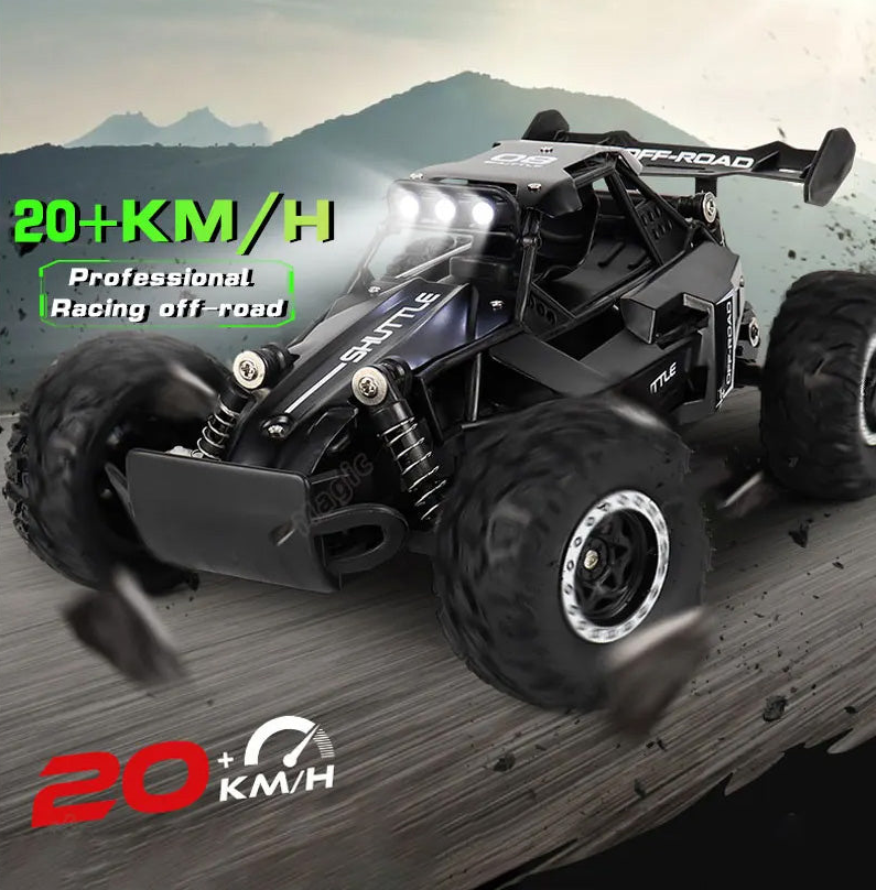 Carro RC Off-road 2.4GHz com Luzes LED - 2WD, Alta Velocidade, Escala 1:16