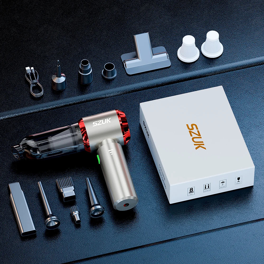 Aspirador Portátil SZUK 985000PA - Para Carro e Casa, Compacto e Potente, com Função de Sopro