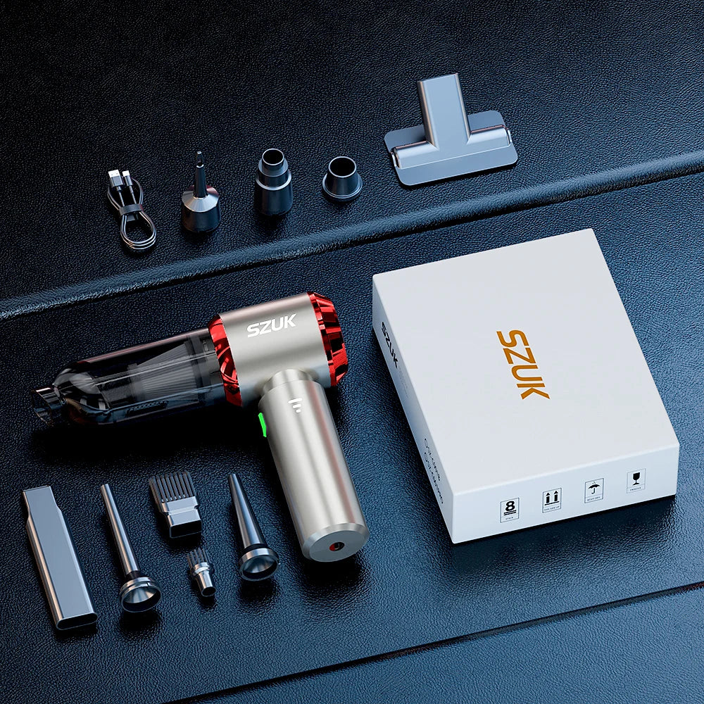 Aspirador Portátil SZUK 985000PA - Para Carro e Casa, Compacto e Potente, com Função de Sopro