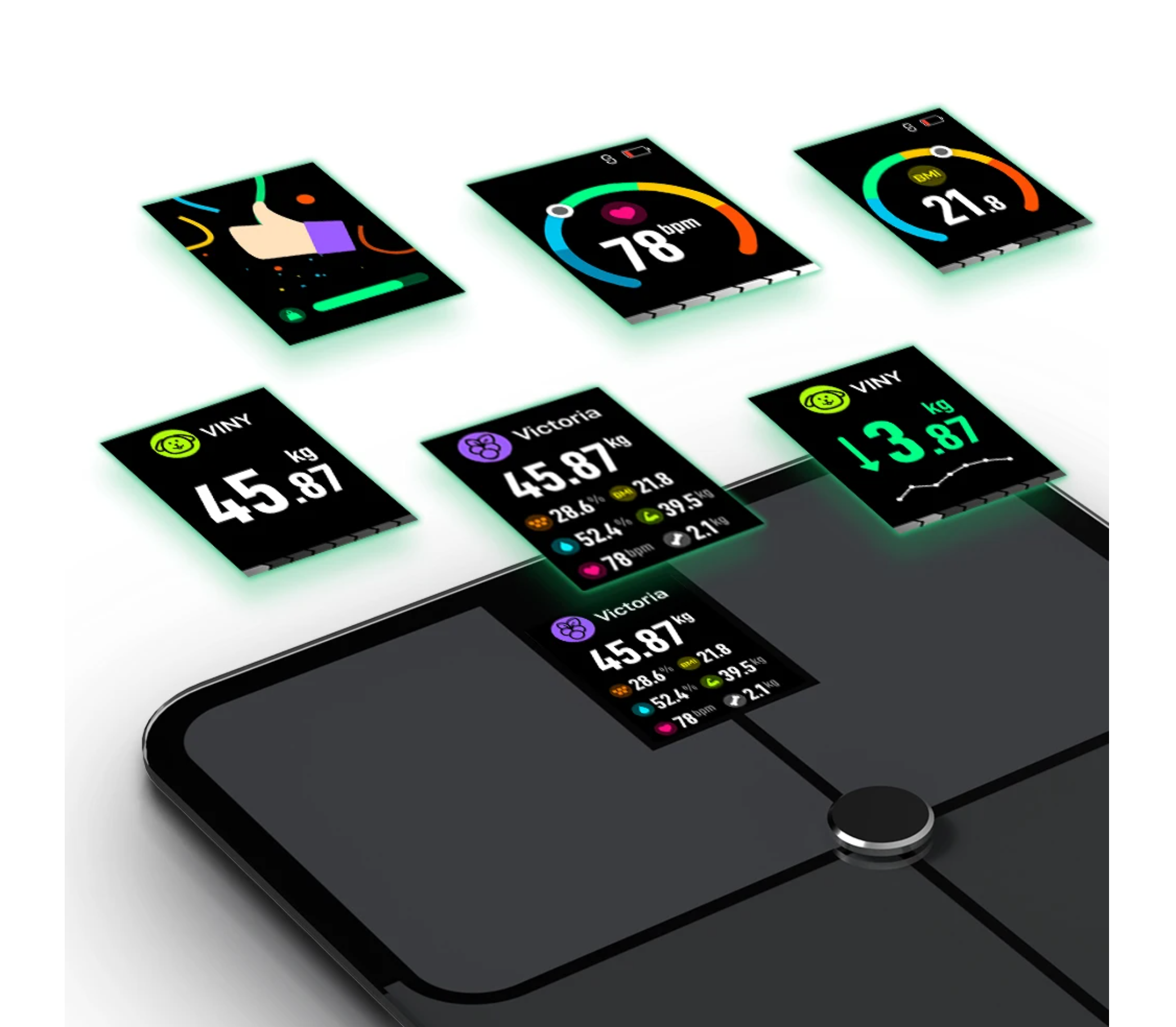Balança Inteligente ICOMON – Análise Corporal Completa, Frequência Cardíaca, Ecrã TFT