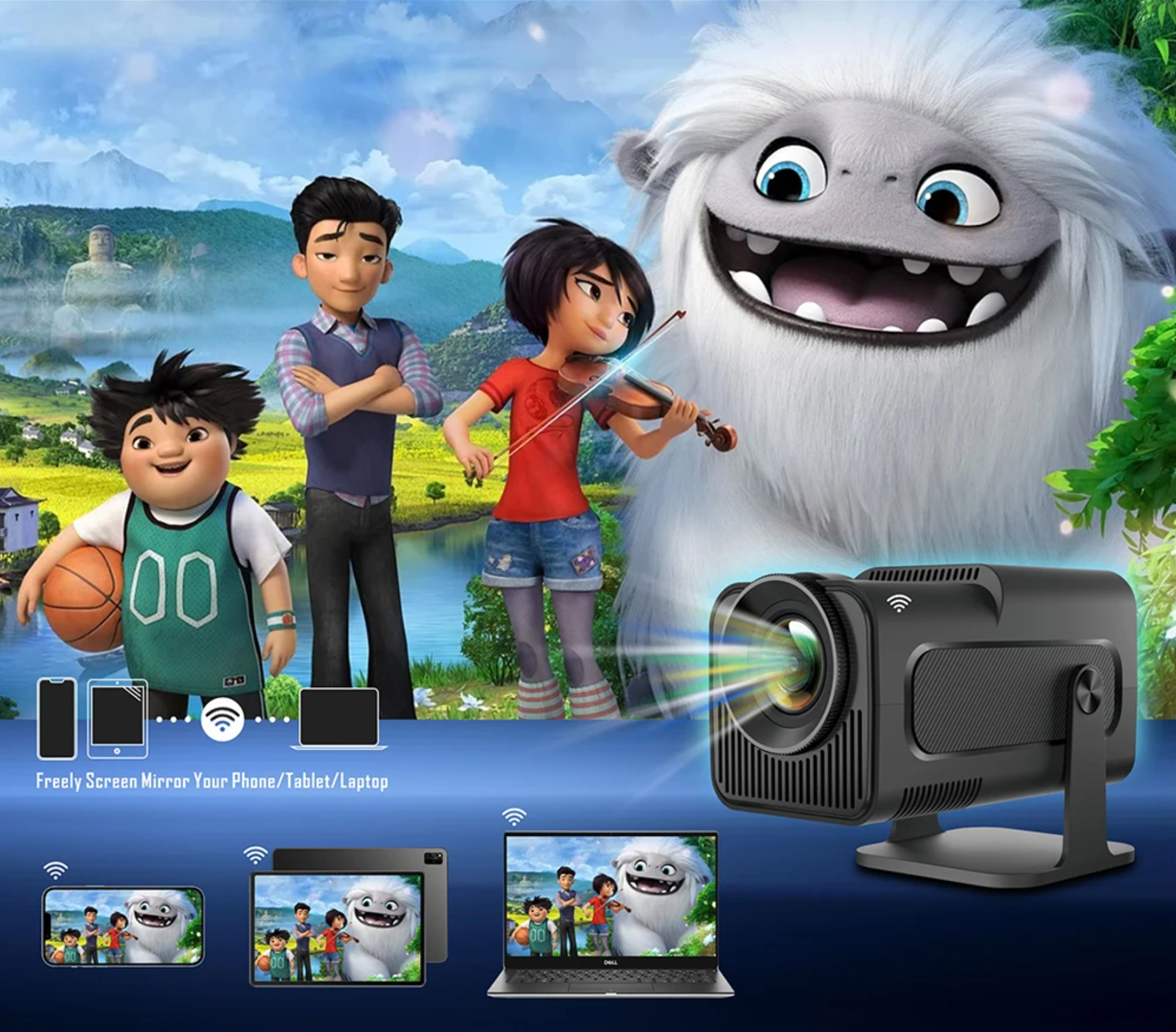 Projetor MAGCUBIC HY320 - Android 11, HD, Dual Wi-Fi 6, Bluetooth 5.0, Cinema em Casa