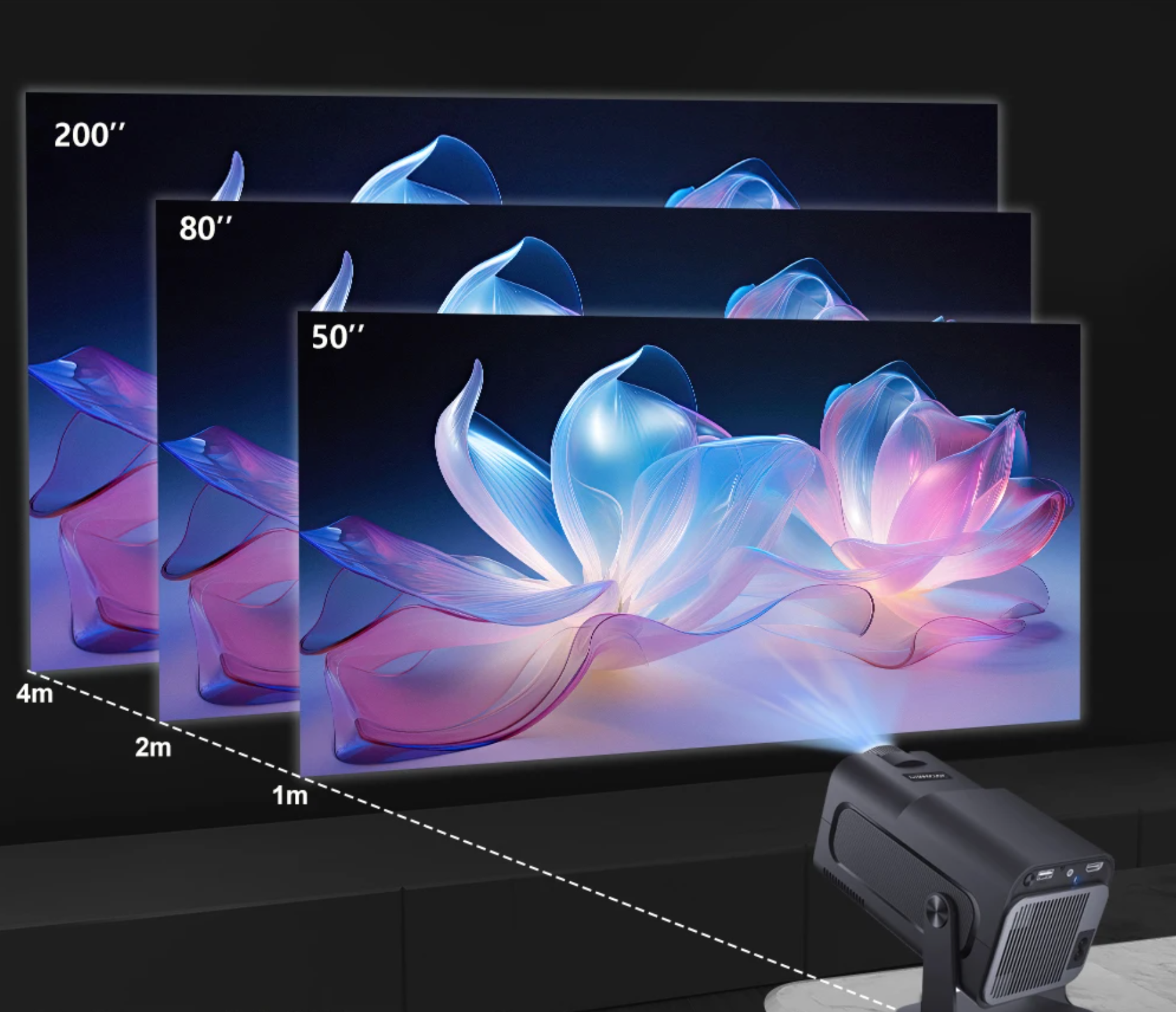 Projetor MAGCUBIC HY320 - Android 11, HD, Dual Wi-Fi 6, Bluetooth 5.0, Cinema em Casa