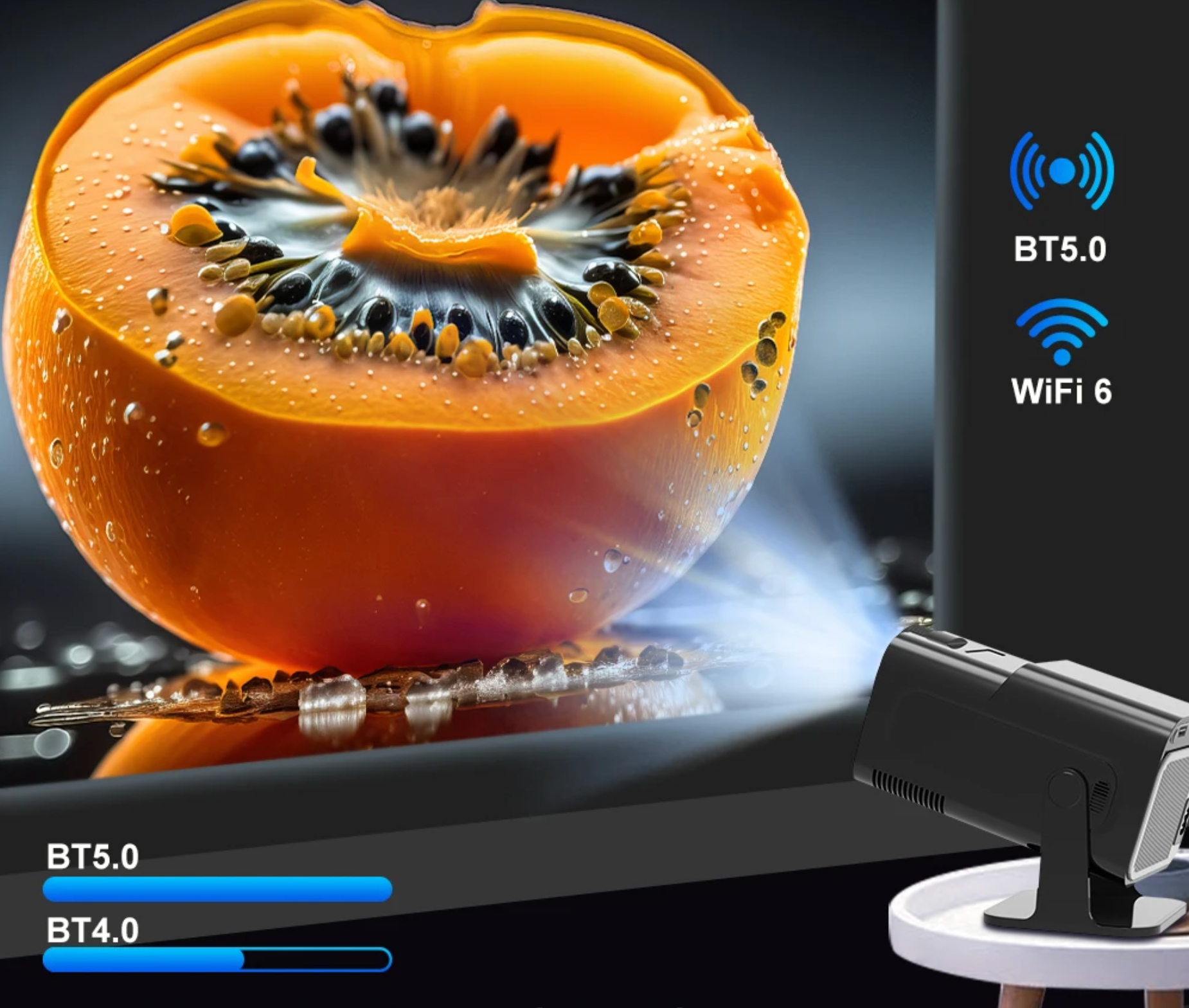 Projetor MAGCUBIC HY320 - Android 11, HD, Dual Wi-Fi 6, Bluetooth 5.0, Cinema em Casa