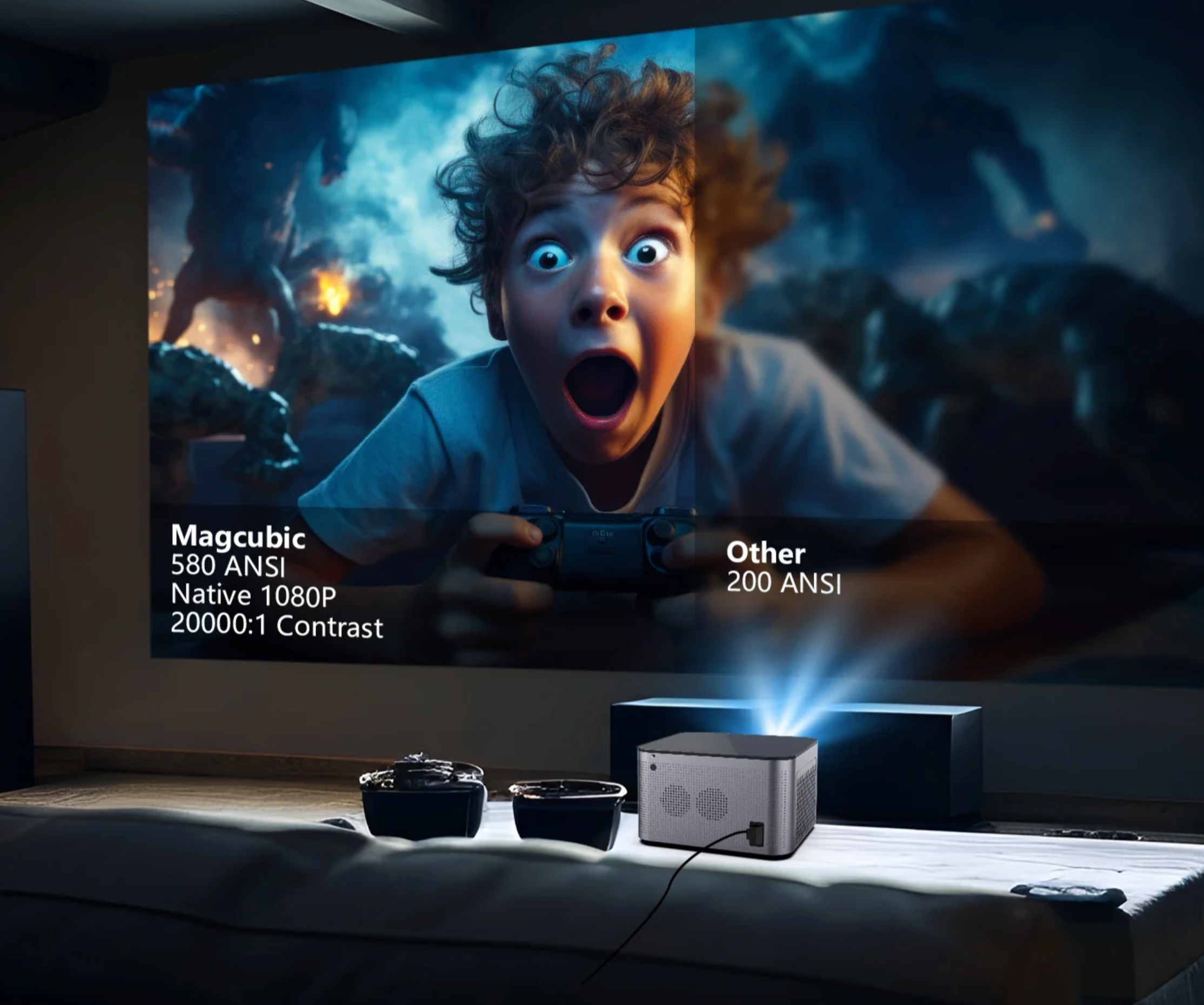 Projetor MAGCUBIC HY350 PRO - Android 11, Controle por Voz, WiFi, Bluetooth