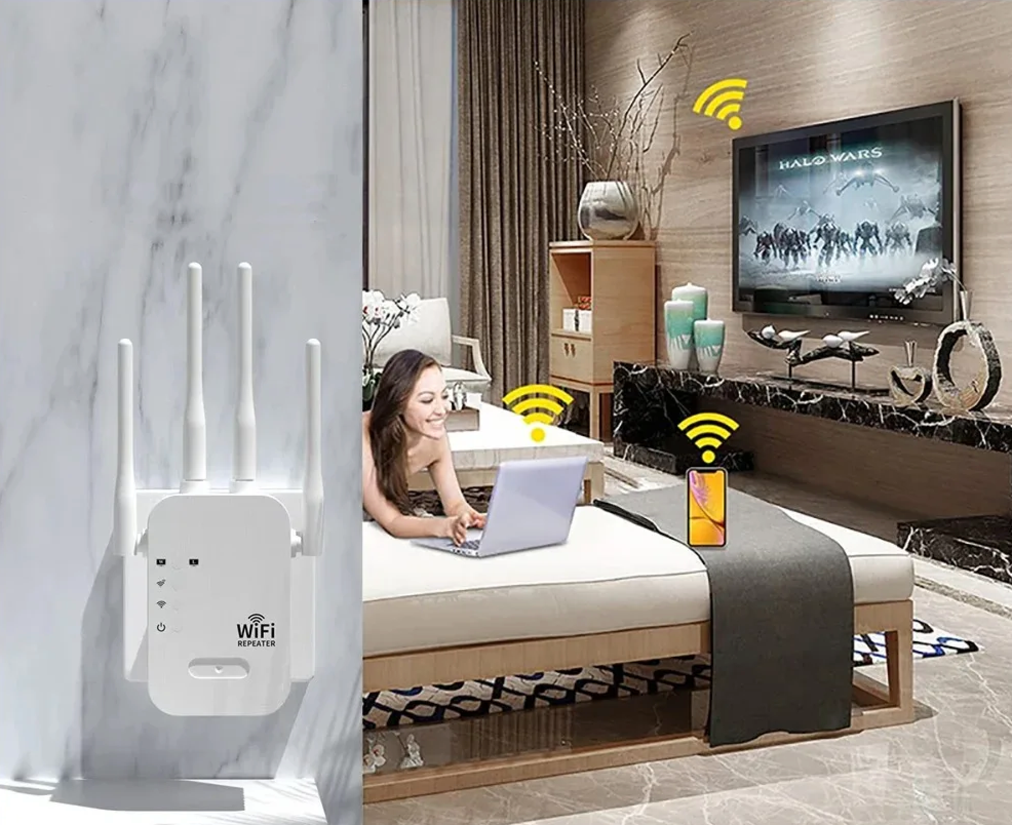 Repetidor Wi-Fi 5GHz 1200Mbps - Amplificador Dual-Band, Extensor de Sinal, Rede de Longo Alcance