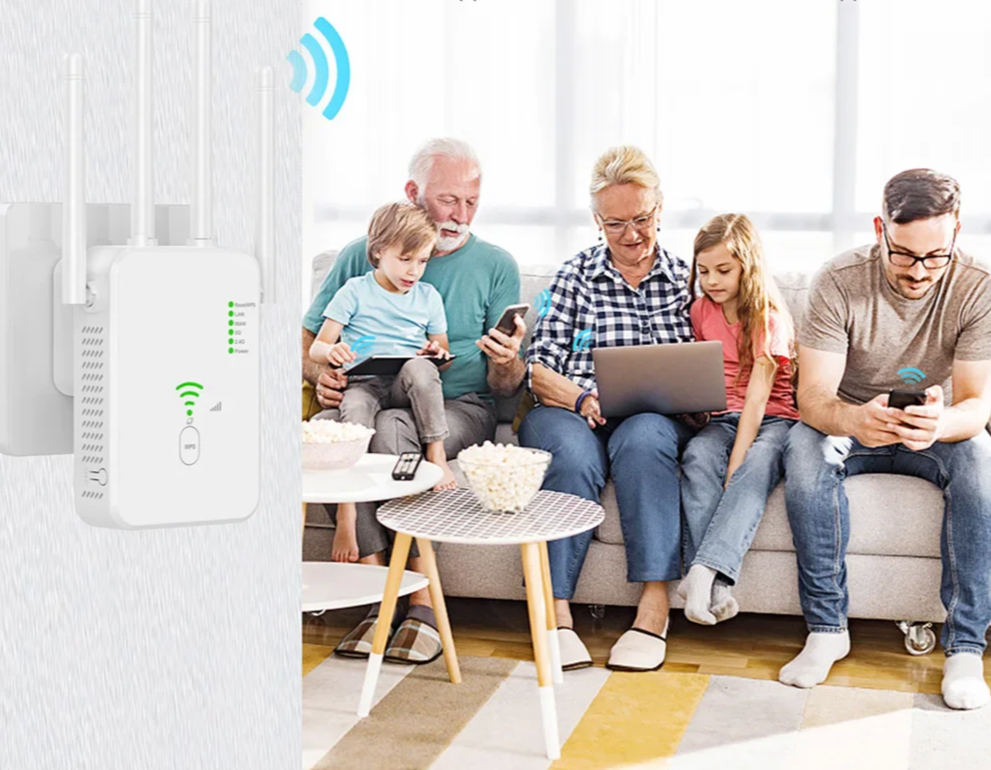 Repetidor Wi-Fi Dual Band 1200Mbps - Amplificador de Sinal, Extensor de Rede, Roteador WPS