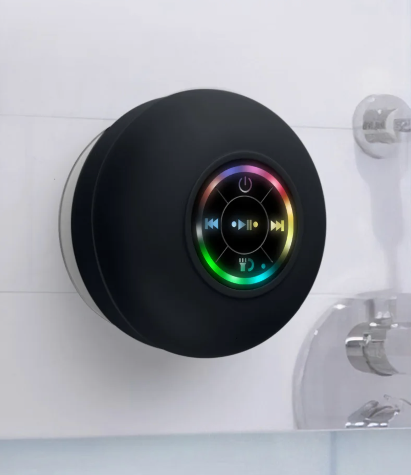 Coluna Bluetooth Impermeável - Portátil com Ventosa e Luzes LED, 3D Surround, Subwoofer