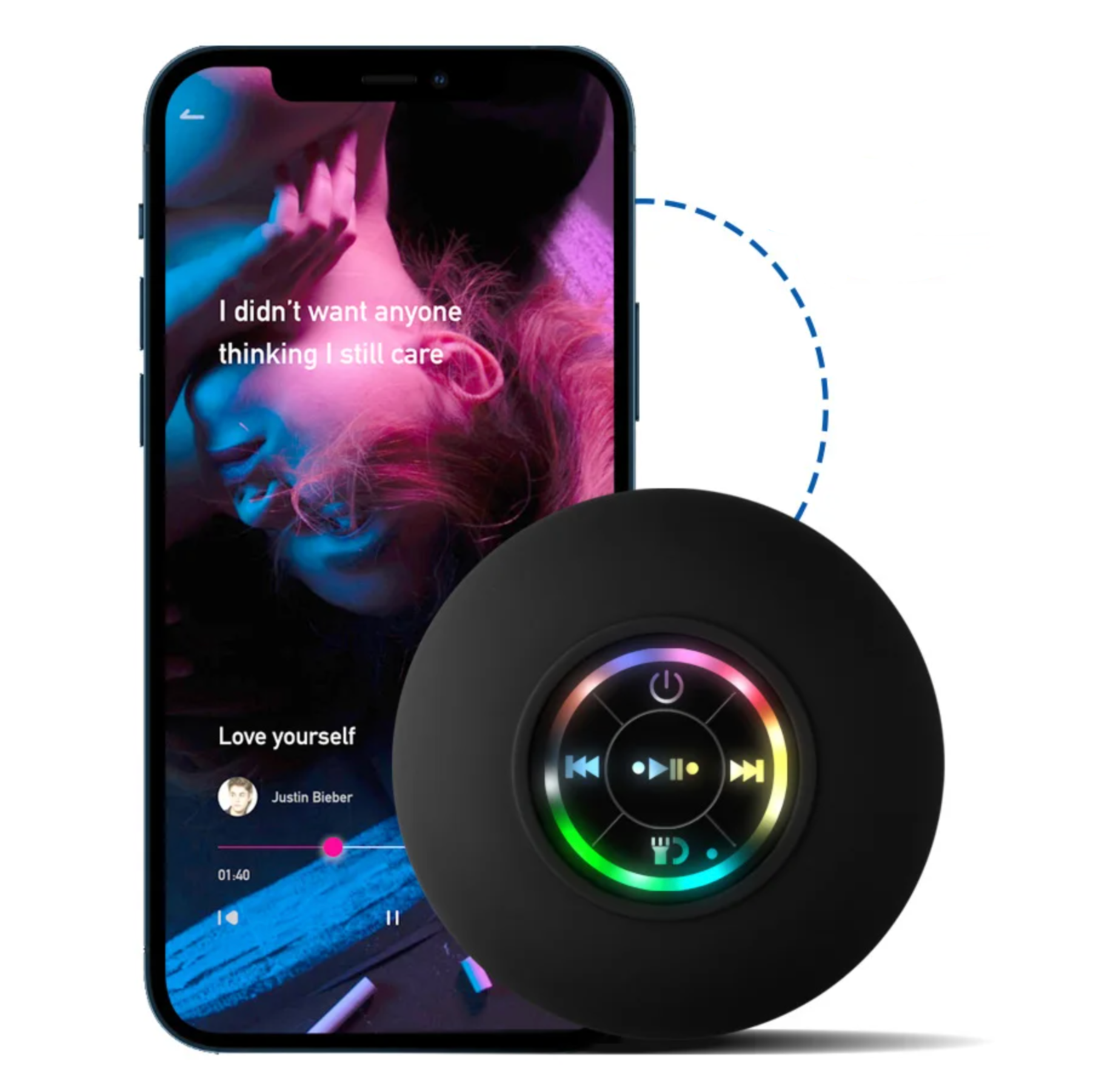 Coluna Bluetooth Impermeável - Portátil com Ventosa e Luzes LED, 3D Surround, Subwoofer