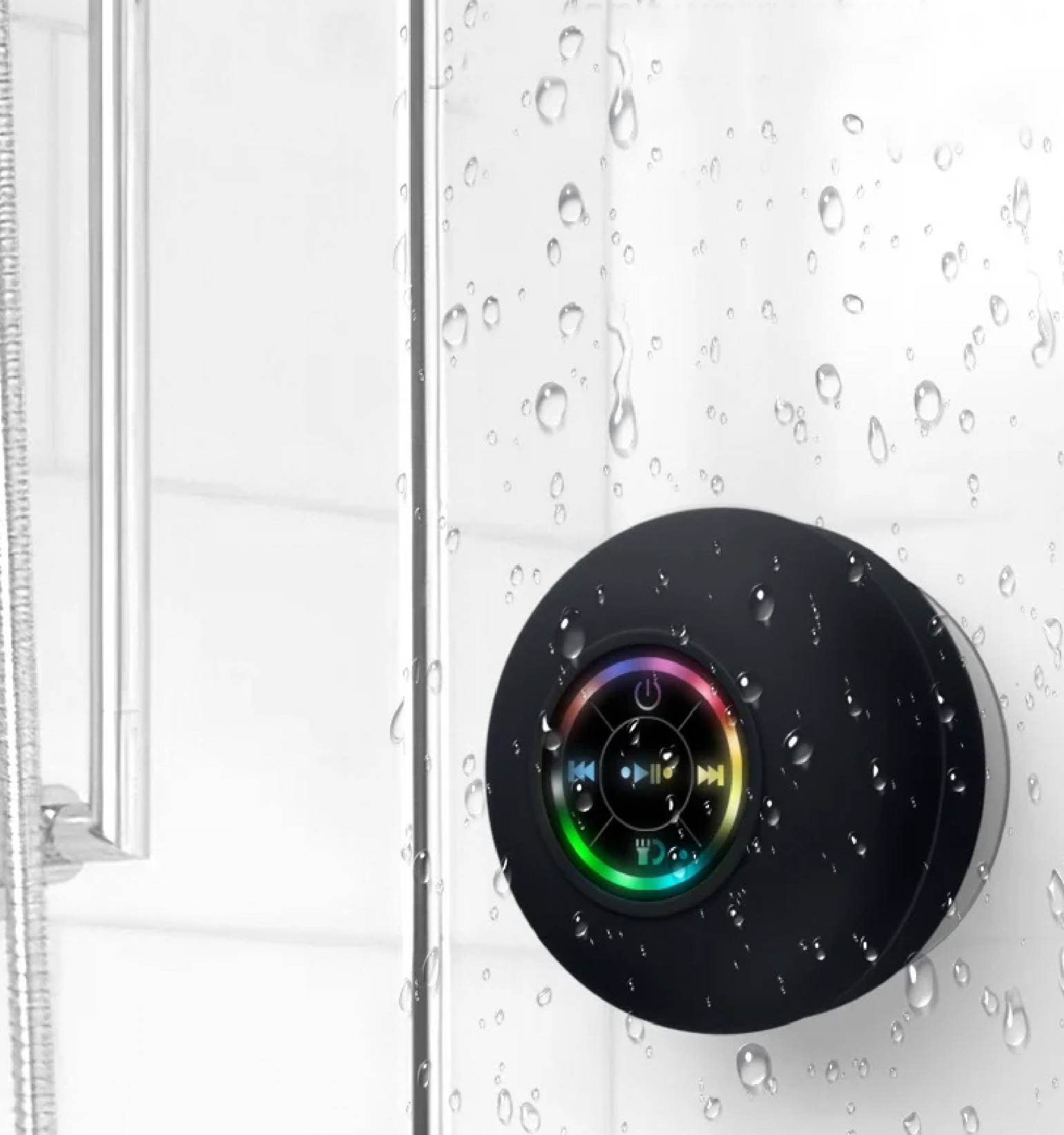 Coluna Bluetooth Impermeável - Portátil com Ventosa e Luzes LED, 3D Surround, Subwoofer