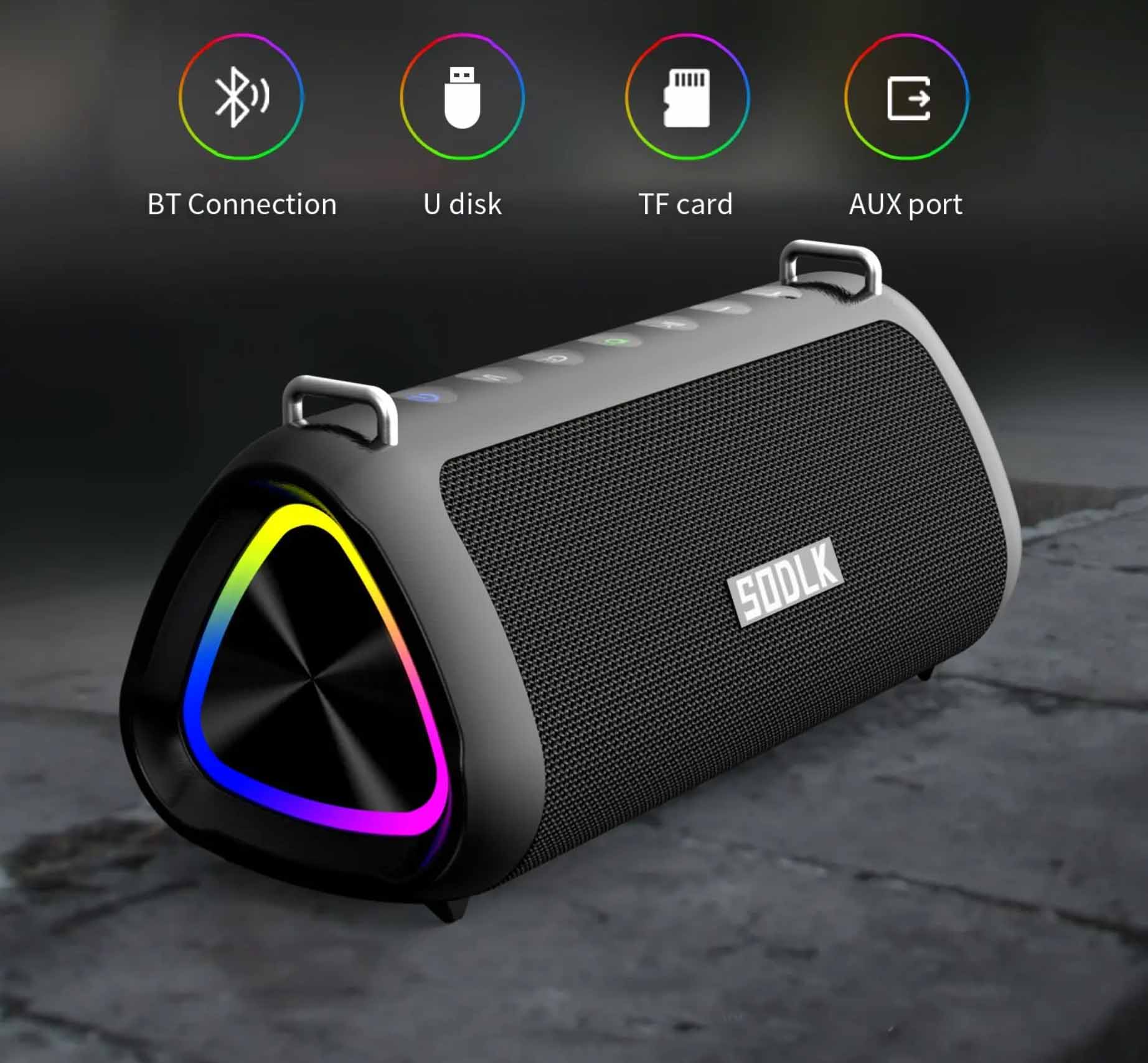 Coluna Bluetooth IPX7 MOUZYUAN - Karaoke, Resistente à Água, leitor de cartões TF e USB