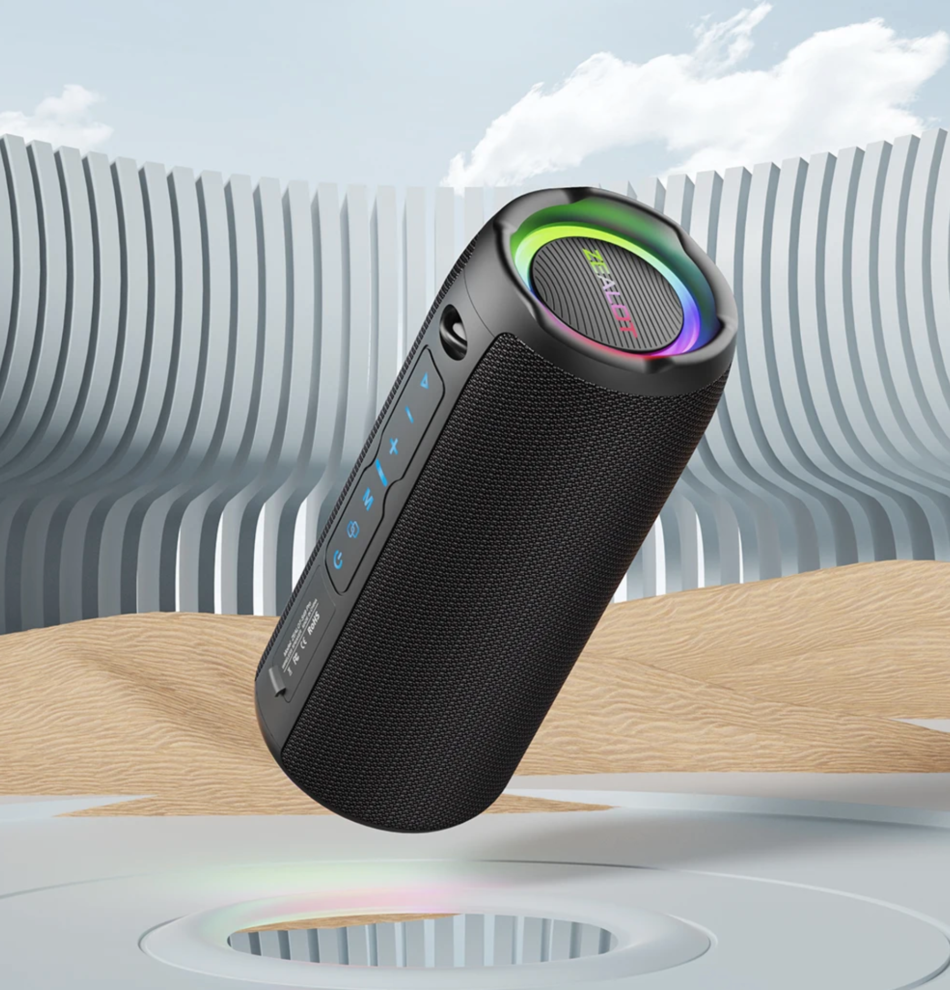 Coluna Bluetooth ZEALOT-S49PRO - IPX6 Impermeável, Bass Boost, Surround 3D