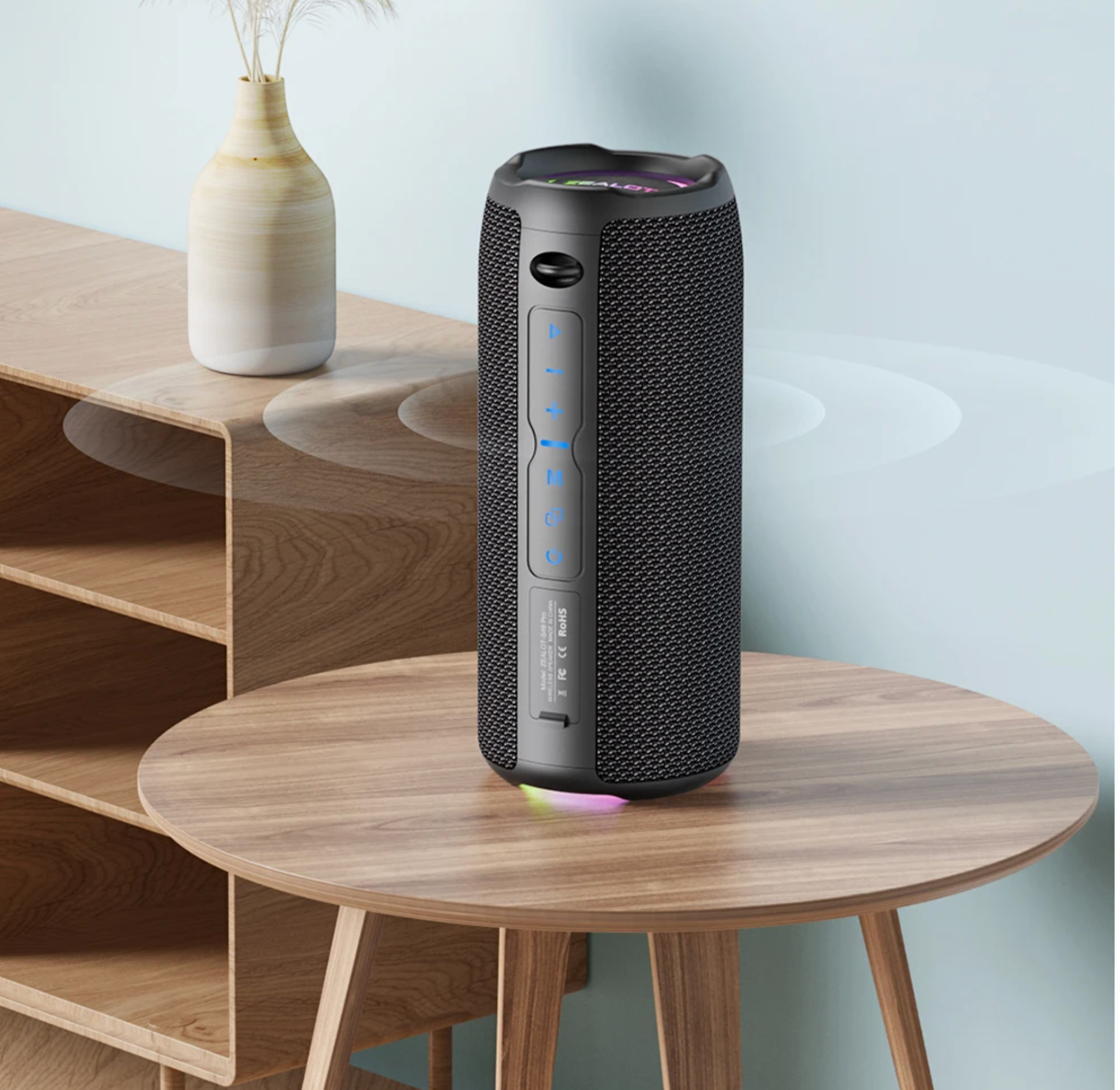 Coluna Bluetooth ZEALOT-S49PRO - IPX6 Impermeável, Bass Boost, Surround 3D