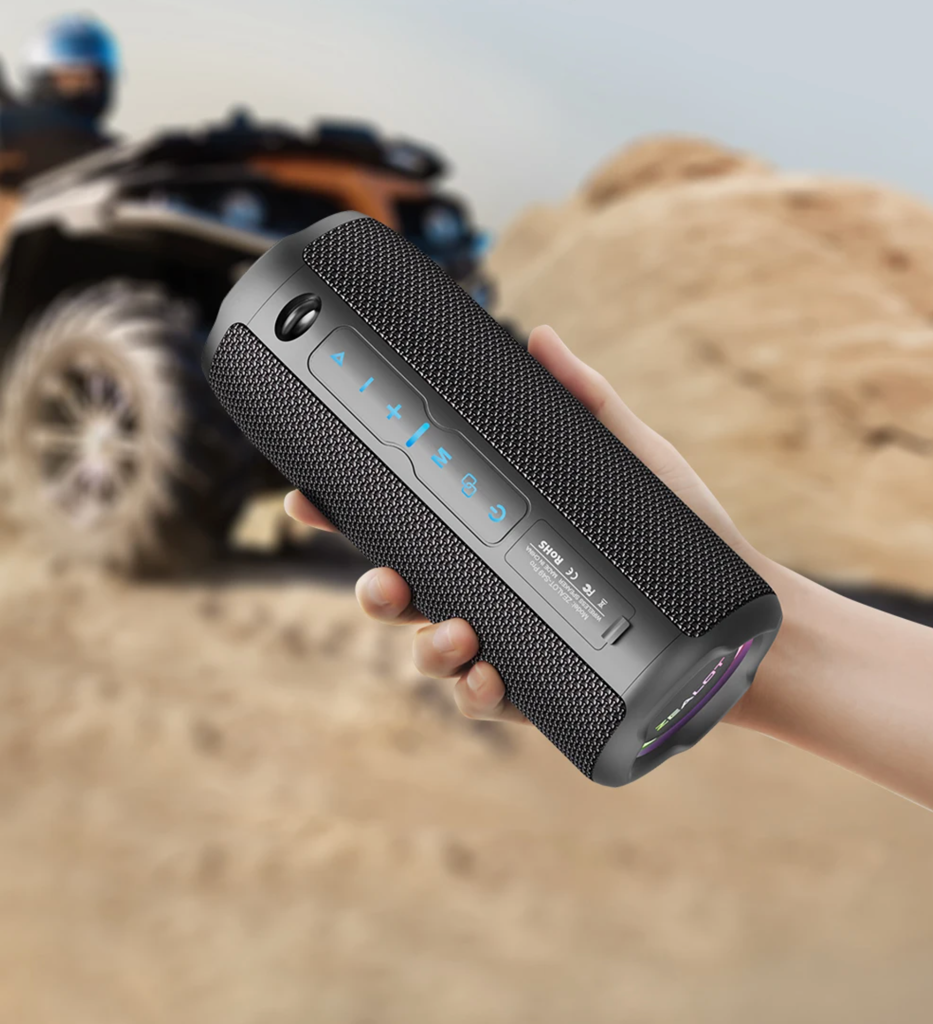 Coluna Bluetooth ZEALOT-S49PRO - IPX6 Impermeável, Bass Boost, Surround 3D