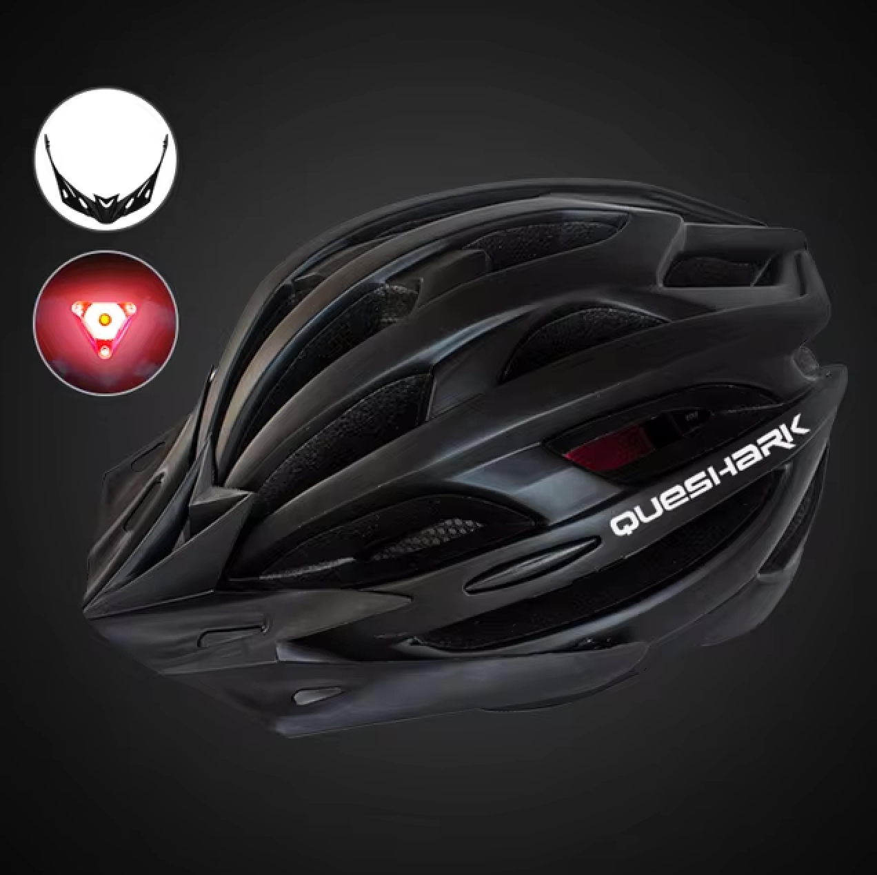 Capacete QUESHARK – Luz LED Traseira, Ciclismo e BTT, Ventilado, Viseira removível