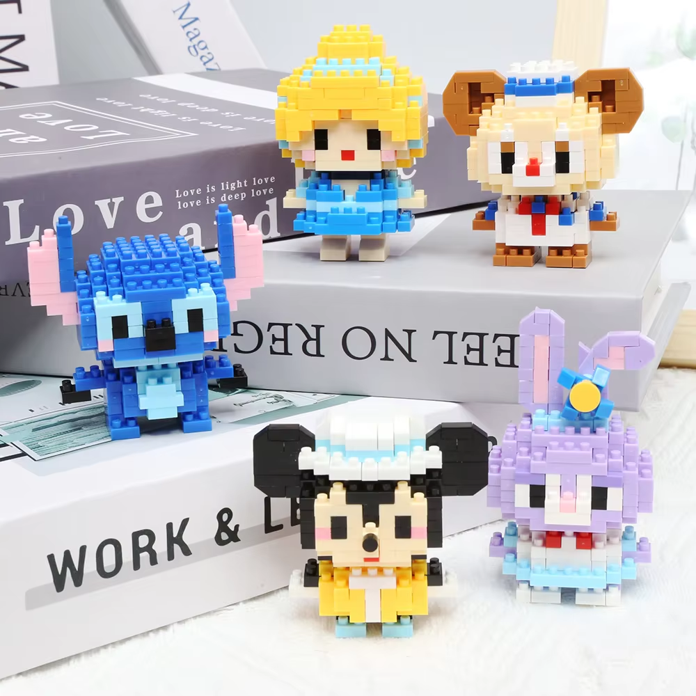 Disney Blocos de Construção – Coleção, Stitch, Mickey Mouse, Pato Donald e Outros