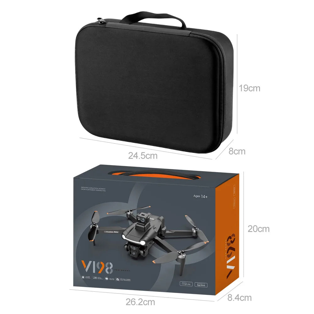 Mala de transporte para drone V198 PRO com divisórias internas e fecho resistente