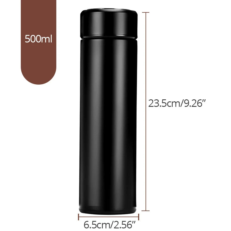 Garrafa Térmica Inteligente em Aço Inoxidável – Ecrã LED de Temperatura, 500ml, Filtro de Chá