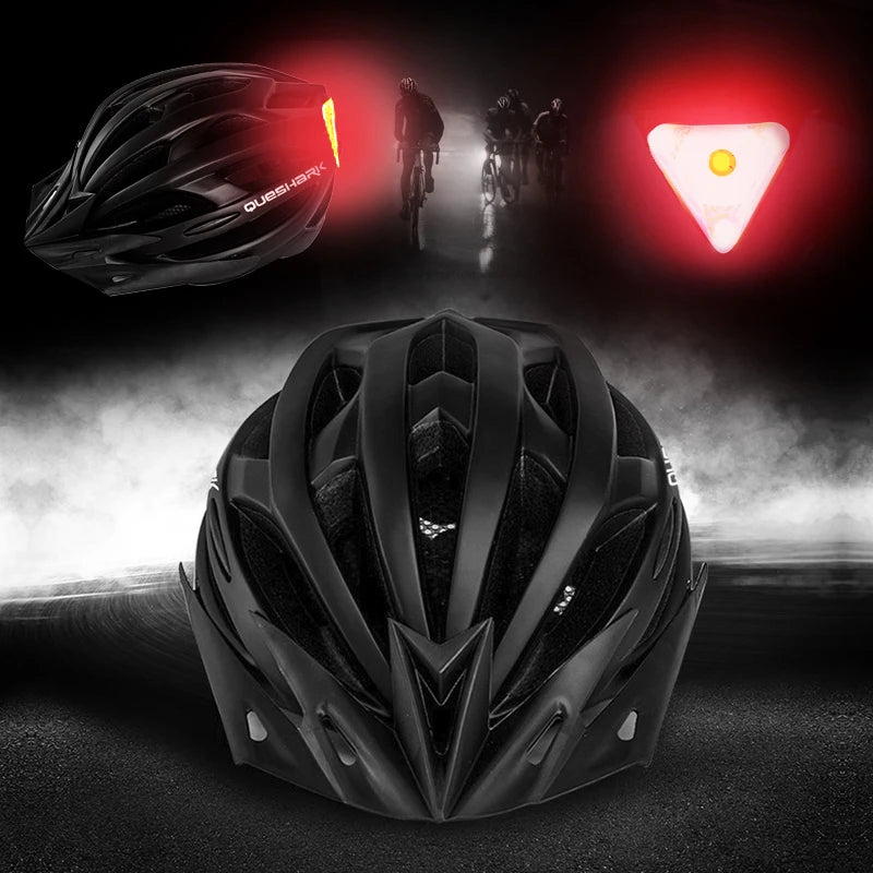 Capacete QUESHARK – Luz LED Traseira, Ciclismo e BTT, Ventilado, Viseira removível