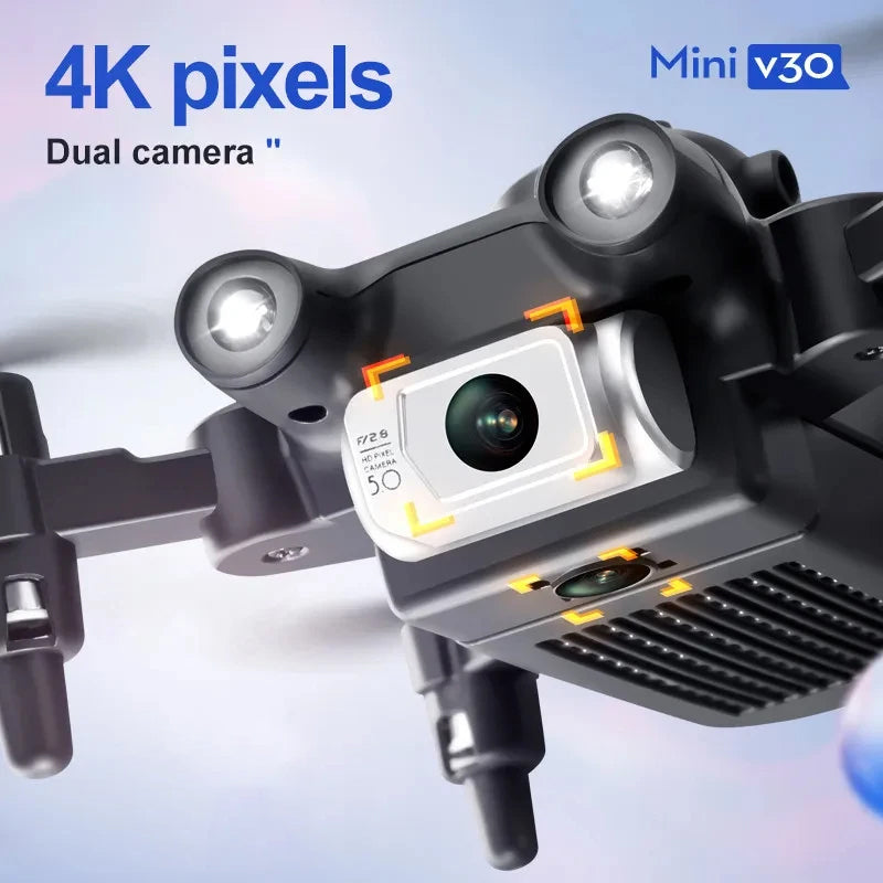 Câmara frontal do mini drone 4DRC V30 com resolução 4K e braços abertos