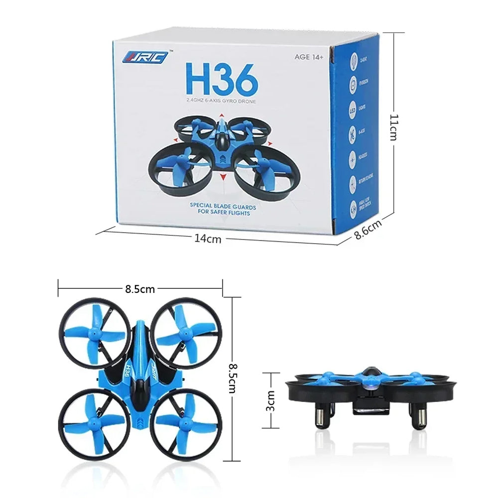 Mini Drone JJRC H36 caixa com medidas