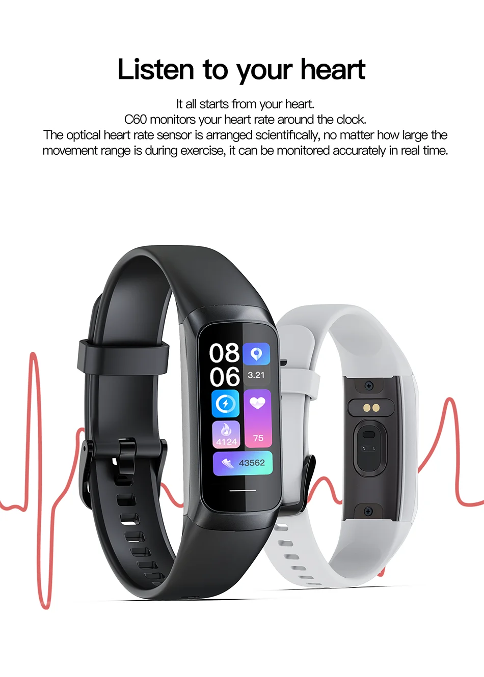 Smartwatch Fitness LIGE – AMOLED, Monitor de Saúde 24h, Modos Desportivos e Ecrã Vibrante