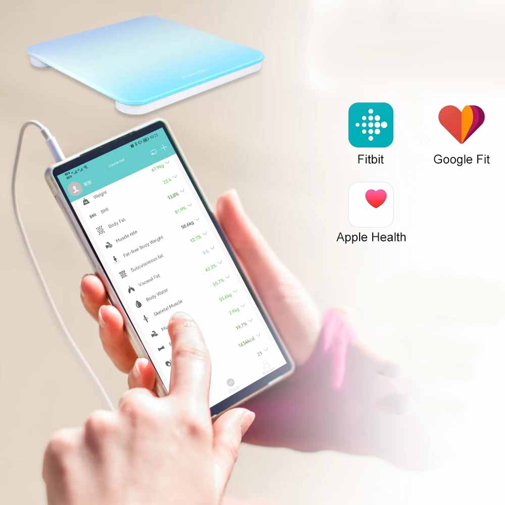 Balança Inteligente INSMART de WC – Análise Corporal com Bluetooth, Bioimpedância, 180kg, Monitorização de Gordura Corporal e IMC