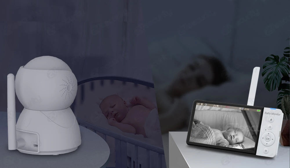 Tablet Monitor de Bebé com Ecrã IPS e Câmara PTZ - Com Visão Noturna, Som, Controlo de Temperatura