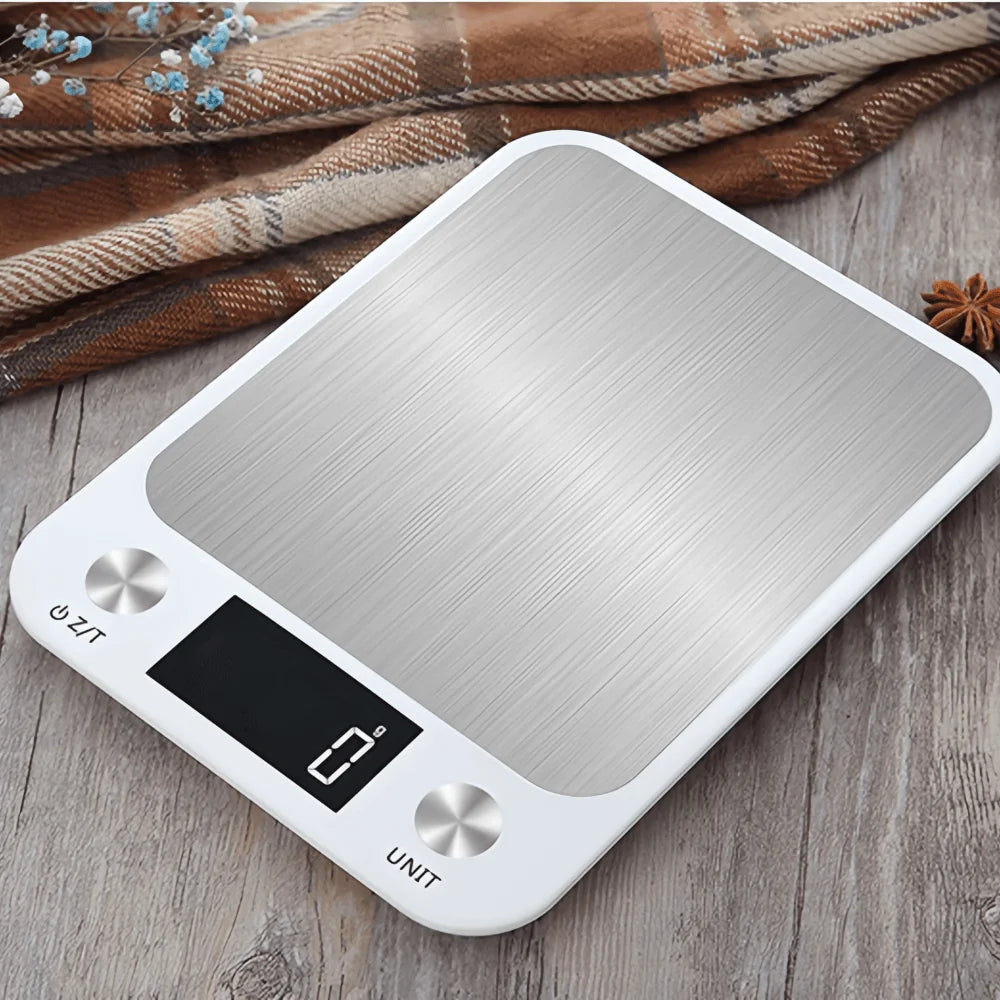 Balança de Cozinha Digital em Aço Inoxidável com Ecrã LCD HD – Impermeável, Precisão 1g