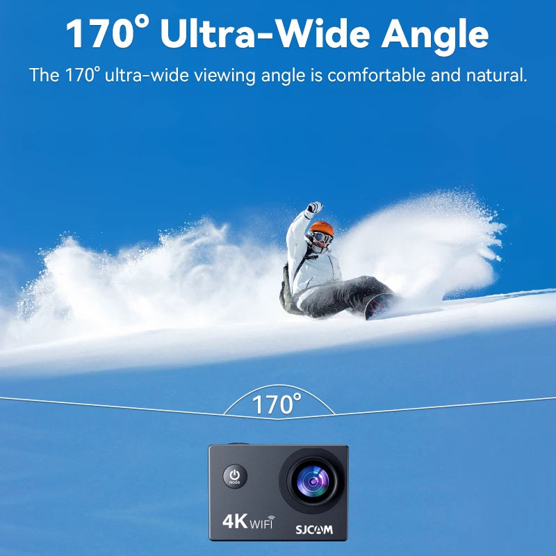 Câmara de Ação SJCAM SJ4000 Air + Acessórios – 4K 30FPS, Ecrã, À Prova de Água, Wi-Fi 2.4G