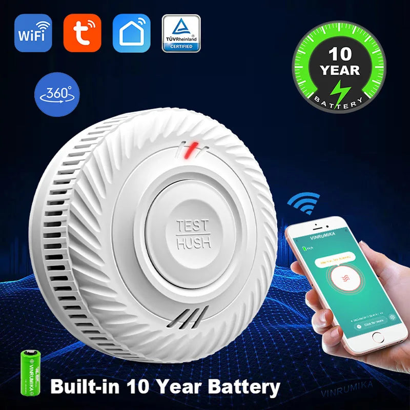 Detetor de Fumo TUYA - Wi-Fi, Bateria Interna de 10 Anos