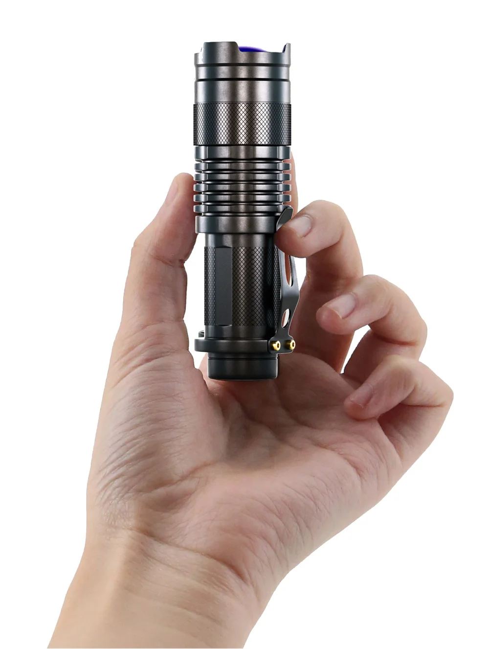 Lanterna UV Portátil LED – 395-400nm, Compacta, Corpo em Alumínio, Pilha AA