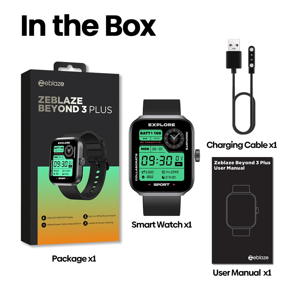 Smartwatch ZEBLAZE Beyond 3 Plus – Ecrã AMOLED 1.78