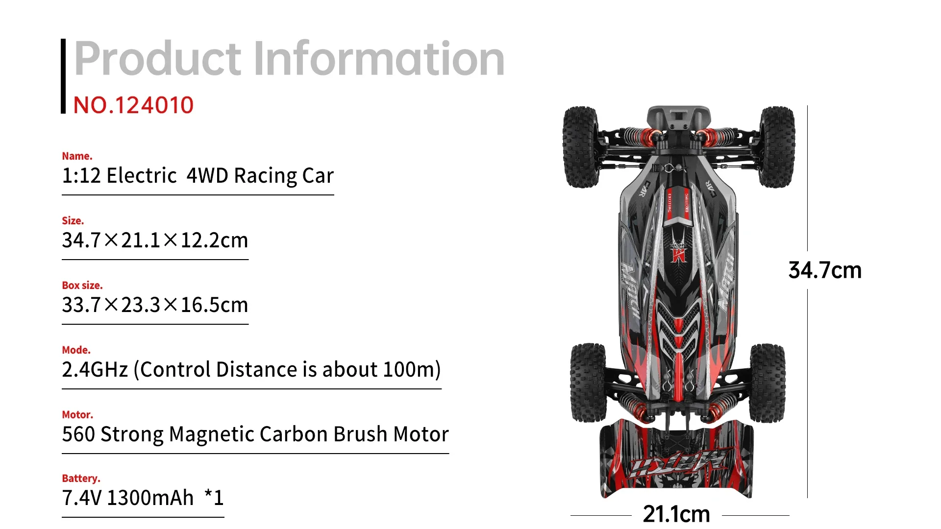 WLtoys 55km/h - Carro RC, 1/12, 4WD, Alta Velocidade