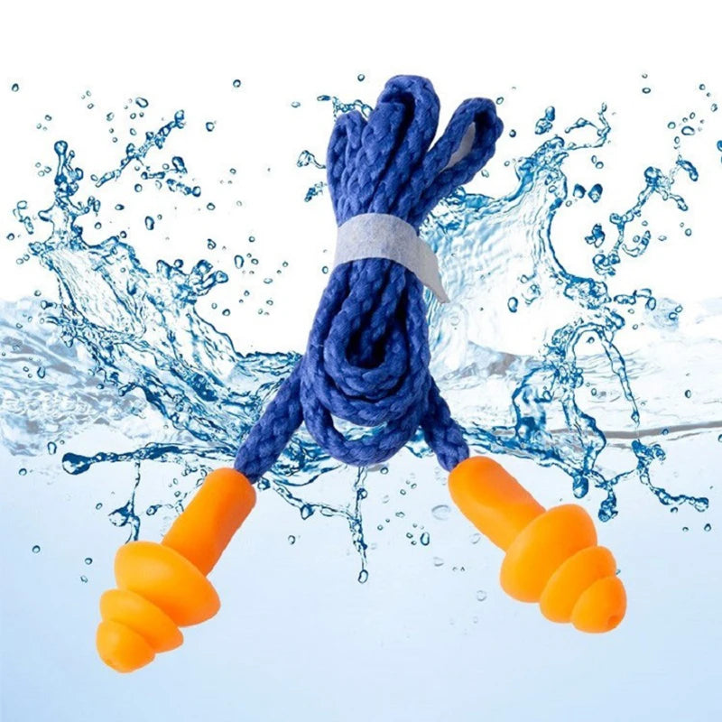 Tampões de Ouvidos Anti-ruído - com Corda, Laváveis, Reutilizáveis, Silicone Confortável