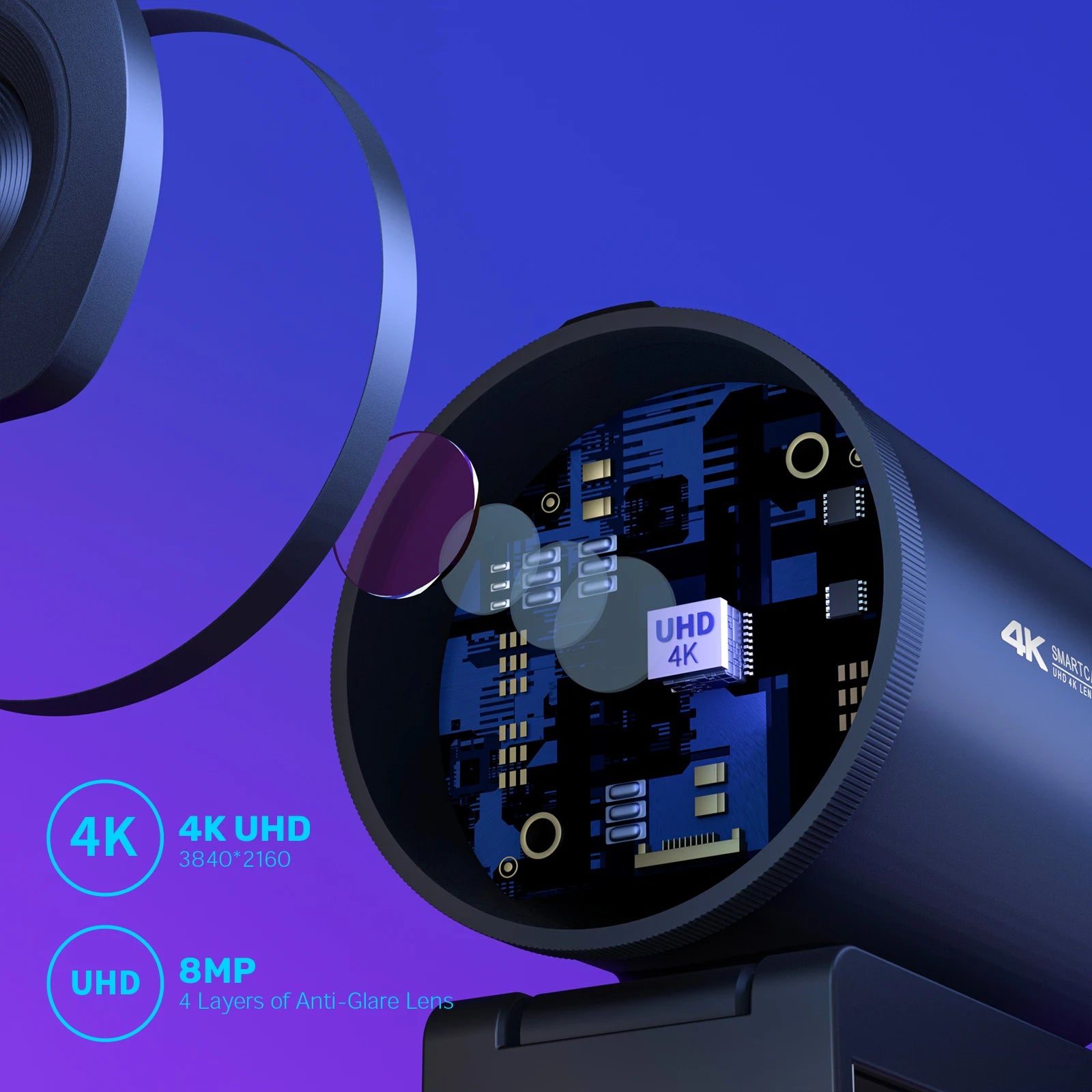 Webcam EMEET S600 – 4K, Autofoco e microfones, para Streaming YouTube e TikTok