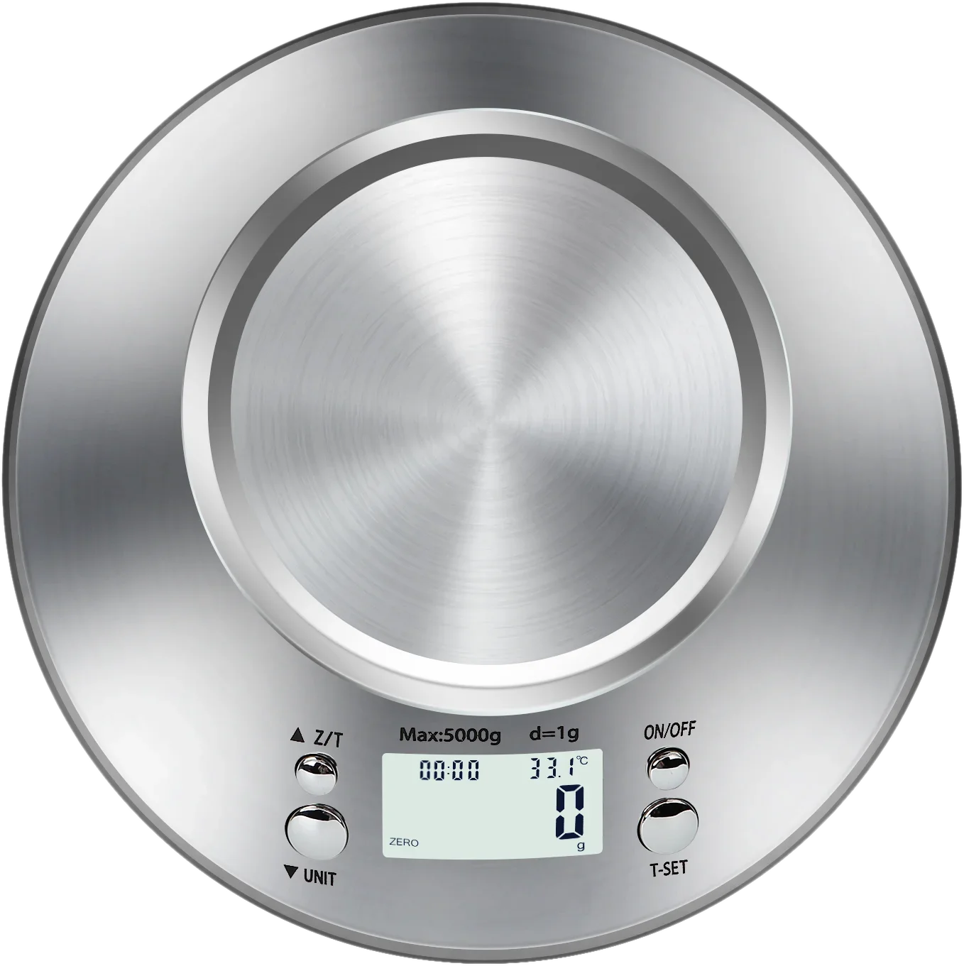Balança Digital Moderna de Cozinha em Aço Inoxidável com Bandeja - Ecrã LCD, Precisão de 1g, Capacidade 5kg