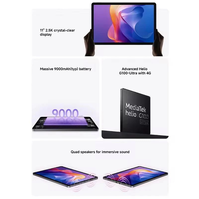 Tablet Redmi Pad 2 Wi-Fi – Ecrã 2.5K de 11 polegadas, 256GB, 9000mAh