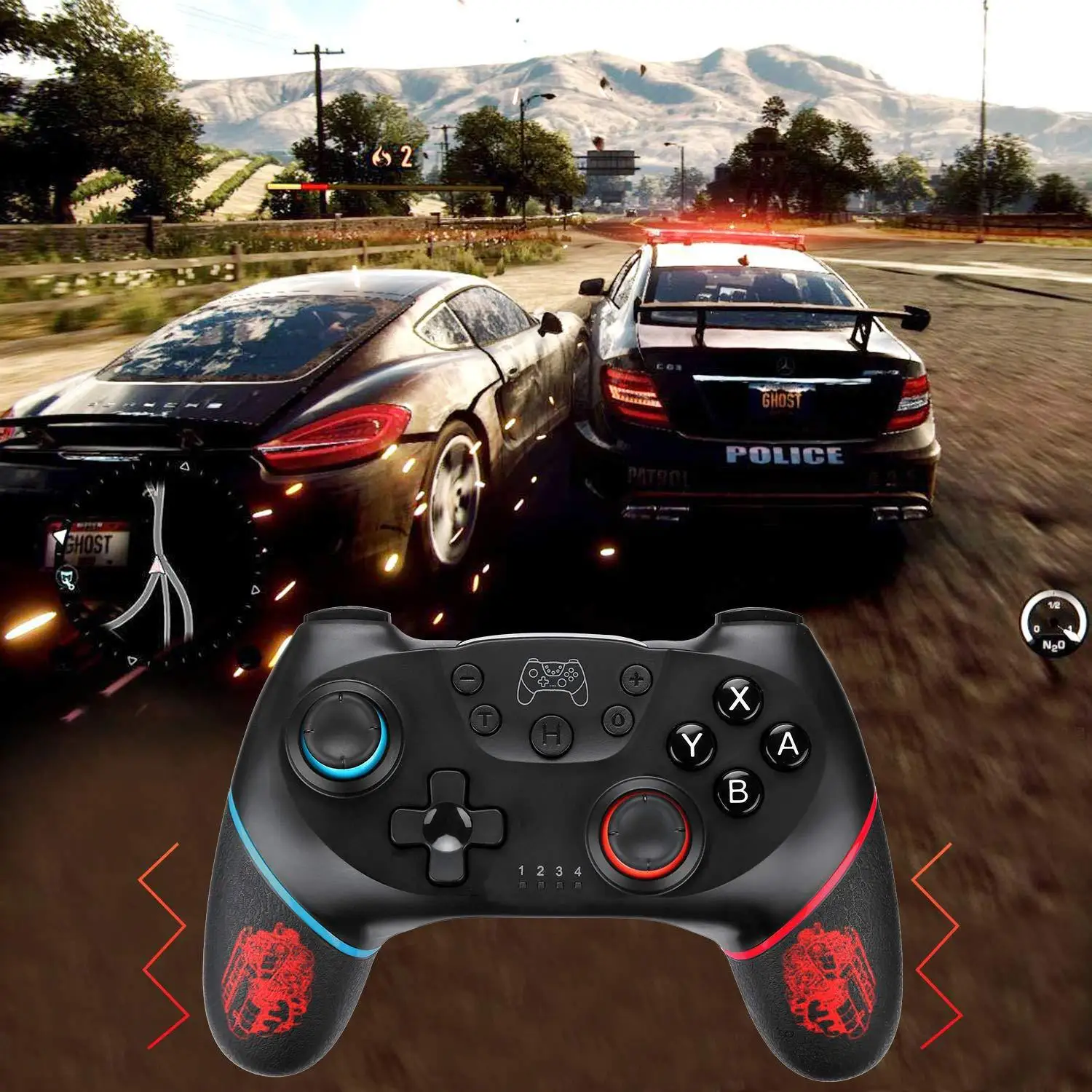 Comando DATA FROG Wireless - Para PC e Nintendo Switch – Turbo Ajustável e Vibração