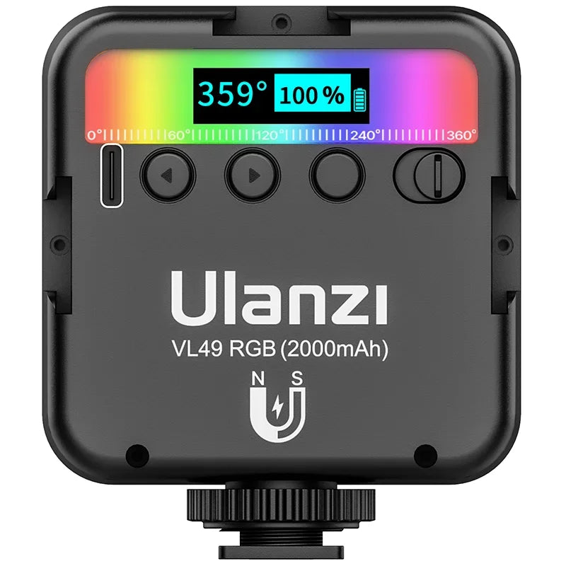 Luz LED ULANZI VL49 – RGB, Bateria 2000mAh para Vídeo e Fotografia