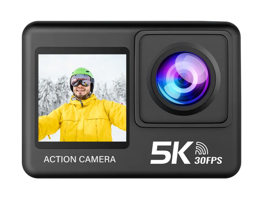 Câmara de Ação AUSEK 5K - 4K60FPS, 2 ecrãs, à Prova de Água e com Comando