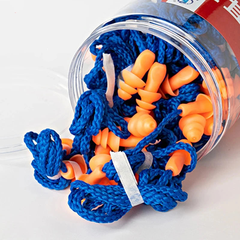 Tampões de Ouvidos Anti-ruído - com Corda, Laváveis, Reutilizáveis, Silicone Confortável